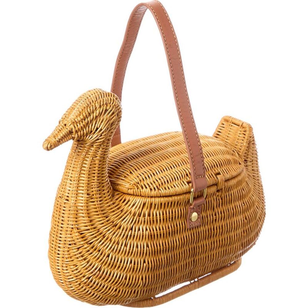 Serpui Josh Duck Mini Basket Bag, Beige - Picture 3 of 4